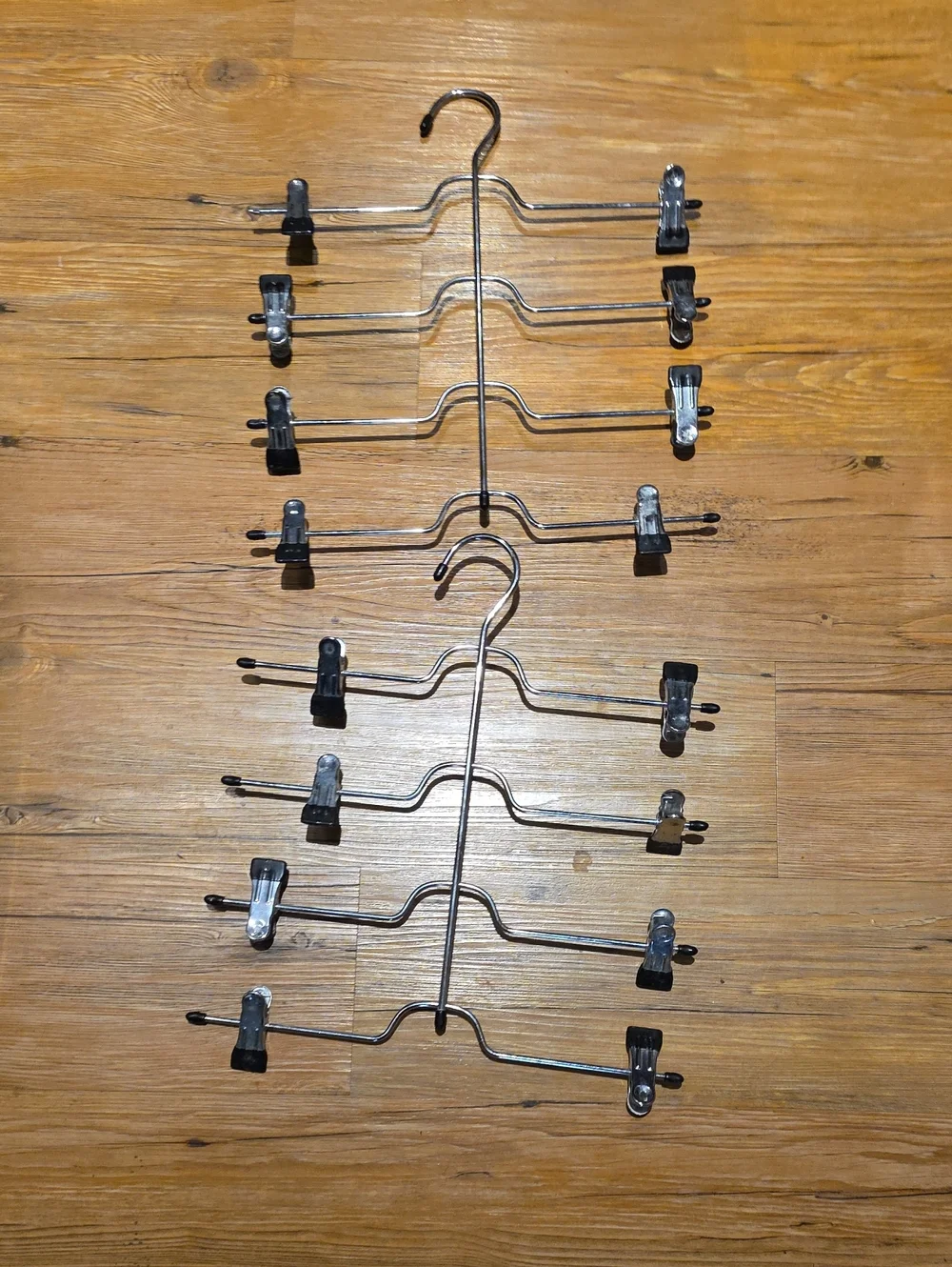 Chrome Multi-Tier Skirt & Pant Hanger with Black Clips - Unbranded Set Of 2